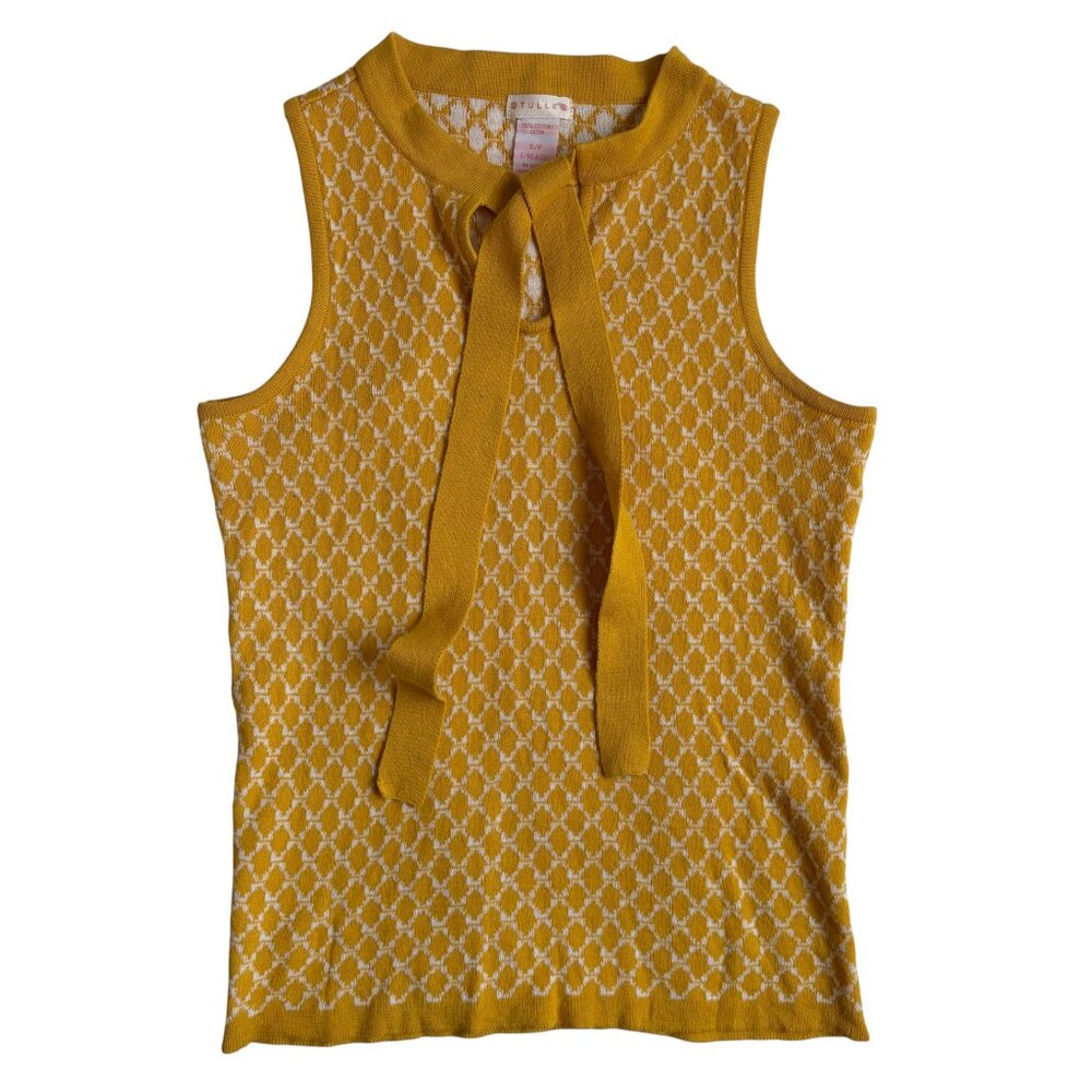 Tulle by Anthropologie Sleeveless Sweater with Tie at Neck (Yellow) - Small